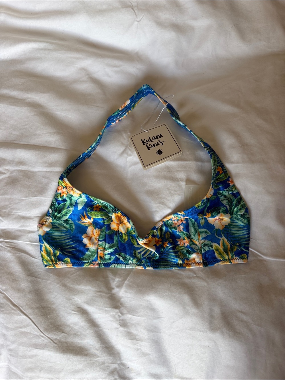 Kulani Kini Slim Crop Halter Bikini Top - Tropez Tides NWT Small
